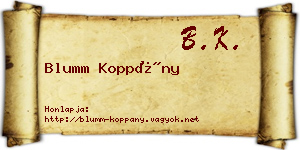 Blumm Koppány névjegykártya